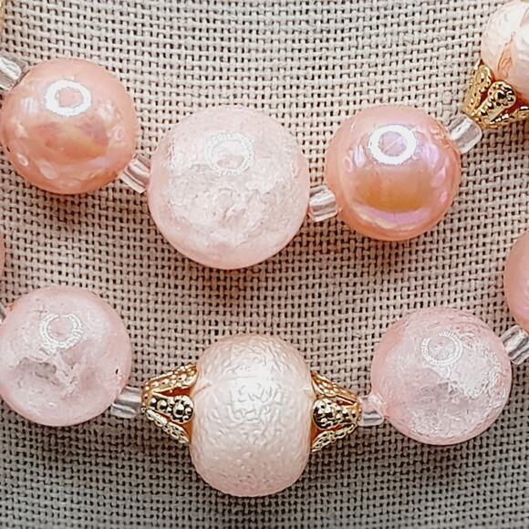 Vintage Japan 1950s Pink Pearl Bead 2 Strand Necklace 16” Signed Hook - Picture 3 of 13